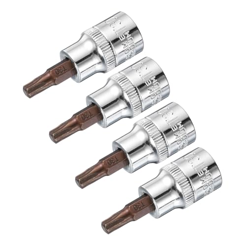 Innensechskant-Bohrer-Kit, Sechskant-Schaft, Schli 4pcs T50 Torx Bit Socket Set - 3/8" Drive S2 Steel CR-V Length for Ratchet Wrench and Extension Rods(T30) von YUEKOPOU