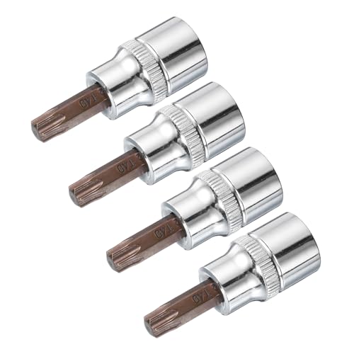 Innensechskant-Bohrer-Kit, Sechskant-Schaft, Schli 4pcs T50 Torx Bit Socket Set - 3/8" Drive S2 Steel CR-V Length for Ratchet Wrench and Extension Rods(T40) von YUEKOPOU