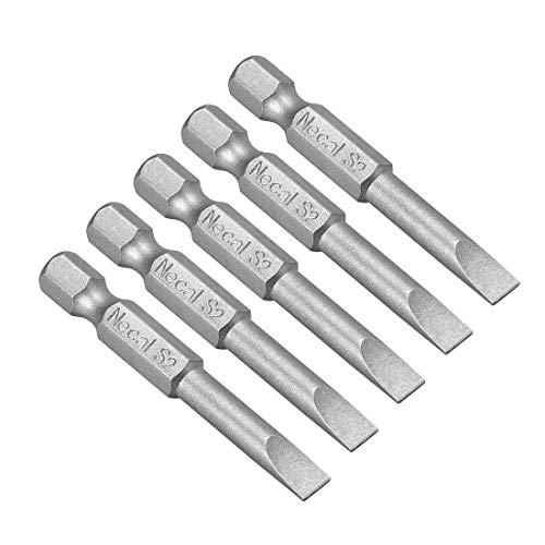 Innensechskant-Bohrer-Kit, Sechskant-Schaft, Schli 5 Pcs 6mm Slotted Tip Magnetic Flat Head Screwdriver Bits - 1/4 Inch Hex Shank, 2-Inch Length S2 Steel Power Tool Accessories(5mm) von YUEKOPOU