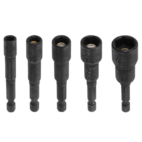 Innensechskant-Bohrer-Kit, Sechskant-Schaft, Schli 5pcs 6mm, 8mm, 10mm 12mm and 14mm Magnetic Nut Driver Set Hex Drive Socket for Power Drill & Impact Driver, 1/4" Quick Change Hex Shank, Black Innensechskant-Bohrer-Kit, Sechskant-Schaft, Schli 5pcs 6mm, 8mm, 10mm 12mm and 14mm Magnetic Nut Driver Set Hex Drive Socket for Power Drill & Impact Driver, 1/4" Quick Change Hex Shank, Black von YUEKOPOU