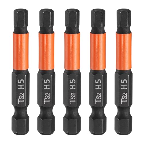 Innensechskant-Bohrer-Kit, Sechskant-Schaft, Schli 5pcs Hex Head Wrench Drill Bit Set - 1/4" Hex Shank, 2" Length, S2 Steel, Magnetic Impact Driver Compatible with Electric Drills(5mm) von YUEKOPOU