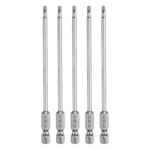 Innensechskant-Bohrer-Kit, Sechskant-Schaft, Schli 5pcs Hex Head Wrench Drill Bit Set Metric 1/4" Hex Shank 100mm Long Magnetic S2 Steel Screwdriver Bits for Industrial Use(2.5mm x 110mm) von YUEKOPOU
