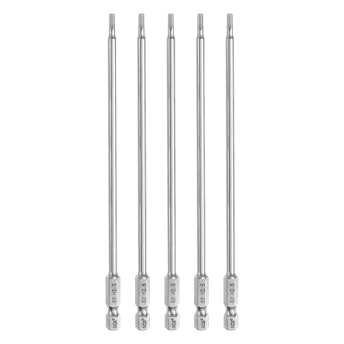Innensechskant-Bohrer-Kit, Sechskant-Schaft, Schli 5pcs Hex Head Wrench Drill Bit Set Metric 1/4" Hex Shank 100mm Long Magnetic S2 Steel Screwdriver Bits for Industrial Use(2.5mm x 150mm) von YUEKOPOU