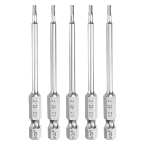 Innensechskant-Bohrer-Kit, Sechskant-Schaft, Schli 5pcs Hex Head Wrench Drill Bit Set Metric 1/4" Hex Shank 100mm Long Magnetic S2 Steel Screwdriver Bits for Industrial Use(2mm x 75mm) von YUEKOPOU