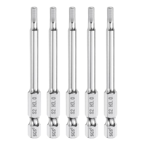 Innensechskant-Bohrer-Kit, Sechskant-Schaft, Schli 5pcs Hex Head Wrench Drill Bit Set Metric 1/4" Hex Shank 100mm Long Magnetic S2 Steel Screwdriver Bits for Industrial Use(3mm x 65mm) von YUEKOPOU