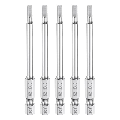 Innensechskant-Bohrer-Kit, Sechskant-Schaft, Schli 5pcs Hex Head Wrench Drill Bit Set Metric 1/4" Hex Shank 100mm Long Magnetic S2 Steel Screwdriver Bits for Industrial Use(3mm x 75mm) von YUEKOPOU