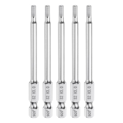 Innensechskant-Bohrer-Kit, Sechskant-Schaft, Schli 5pcs Hex Head Wrench Drill Bit Set Metric 1/4" Hex Shank 100mm Long Magnetic S2 Steel Screwdriver Bits for Industrial Use(3mm x 80mm) von YUEKOPOU
