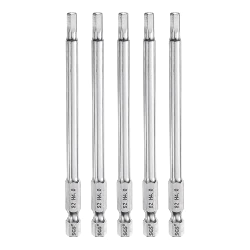 Innensechskant-Bohrer-Kit, Sechskant-Schaft, Schli 5pcs Hex Head Wrench Drill Bit Set Metric 1/4" Hex Shank 100mm Long Magnetic S2 Steel Screwdriver Bits for Industrial Use(4mm x 100mm) von YUEKOPOU