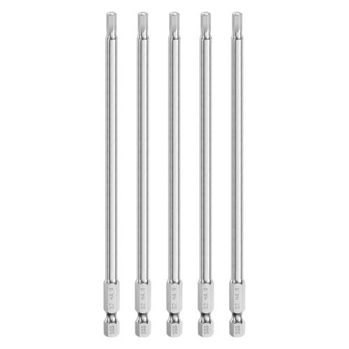 Innensechskant-Bohrer-Kit, Sechskant-Schaft, Schli 5pcs Hex Head Wrench Drill Bit Set Metric 1/4" Hex Shank 100mm Long Magnetic S2 Steel Screwdriver Bits for Industrial Use(4mm x 150mm) von YUEKOPOU