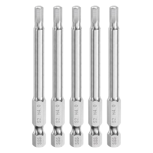 Innensechskant-Bohrer-Kit, Sechskant-Schaft, Schli 5pcs Hex Head Wrench Drill Bit Set Metric 1/4" Hex Shank 100mm Long Magnetic S2 Steel Screwdriver Bits for Industrial Use(4mm x 75mm) von YUEKOPOU
