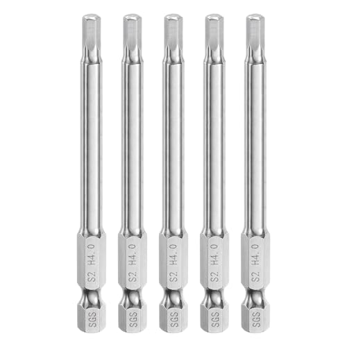 Innensechskant-Bohrer-Kit, Sechskant-Schaft, Schli 5pcs Hex Head Wrench Drill Bit Set Metric 1/4" Hex Shank 100mm Long Magnetic S2 Steel Screwdriver Bits for Industrial Use(4mm x 80mm) von YUEKOPOU