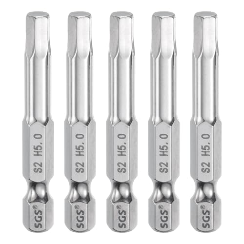 Innensechskant-Bohrer-Kit, Sechskant-Schaft, Schli 5pcs Hex Head Wrench Drill Bit Set Metric 1/4" Hex Shank 100mm Long Magnetic S2 Steel Screwdriver Bits for Industrial Use(5mm x 50mm) von YUEKOPOU