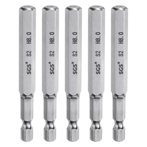 Innensechskant-Bohrer-Kit, Sechskant-Schaft, Schli 5pcs Hex Head Wrench Drill Bit Set Metric 1/4" Hex Shank 100mm Long Magnetic S2 Steel Screwdriver Bits for Industrial Use(8mm x 75mm) von YUEKOPOU