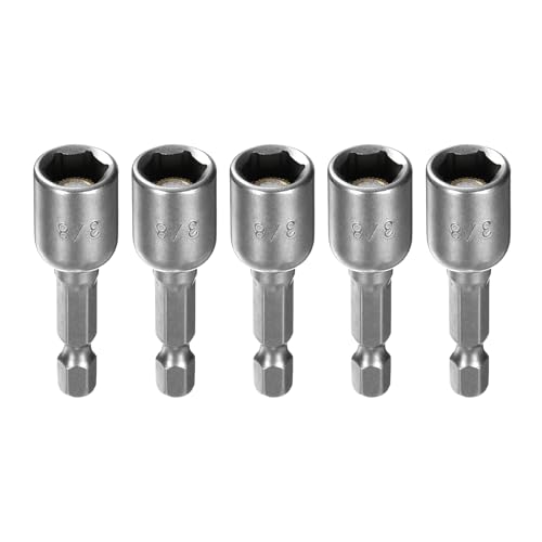 Innensechskant-Bohrer-Kit, Sechskant-Schaft, Schli 5pcs Hex Nut Driver Drill Bit Set with 1/4" Hex Shank, 1.9" Long Magnetic Nut Setter for Power Drills & Impact Drivers(3/8" x 1.9") von YUEKOPOU