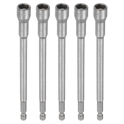 Innensechskant-Bohrer-Kit, Sechskant-Schaft, Schli 5pcs Nut Driver Drill Bit Set - 1/4" Hex Shank Extra Long Magnetic 6-Point Sockets for Power Drill Drivers(10mm) von YUEKOPOU