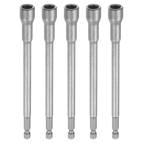 Innensechskant-Bohrer-Kit, Sechskant-Schaft, Schli 5pcs Nut Driver Drill Bit Set - 1/4" Hex Shank Extra Long Magnetic 6-Point Sockets for Power Drill Drivers(9mm) von YUEKOPOU