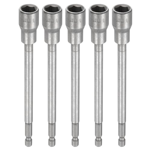 Innensechskant-Bohrer-Kit, Sechskant-Schaft, Schli 5pcs Nut Driver Drill Bit Set - 1/4" Hex Shank Extra Long Magnetic 6-Point Sockets for Power Drill Drivers - CR-V Steel Bolt Setter(11mm) von YUEKOPOU