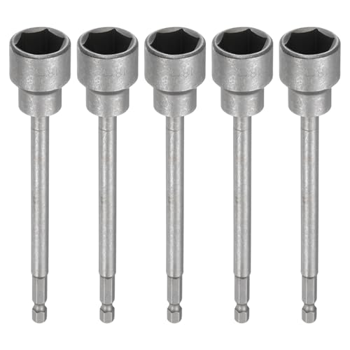 Innensechskant-Bohrer-Kit, Sechskant-Schaft, Schli 5pcs Nut Driver Drill Bit Set - 1/4" Hex Shank Extra Long Magnetic 6-Point Sockets for Power Drill Drivers - CR-V Steel Bolt Setter(18mm) von YUEKOPOU