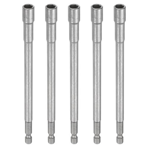Innensechskant-Bohrer-Kit, Sechskant-Schaft, Schli 5pcs Nut Driver Drill Bit Set - 1/4" Hex Shank Extra Long Magnetic 6-Point Sockets for Power Drill Drivers - CR-V Steel Bolt Setter(7mm) von YUEKOPOU