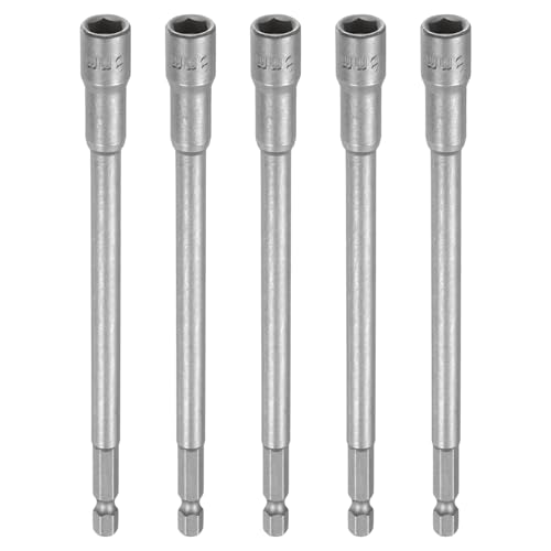 Innensechskant-Bohrer-Kit, Sechskant-Schaft, Schli 5pcs Nut Driver Drill Bit Set - 1/4" Hex Shank Extra Long Magnetic 6-Point Sockets for Power Drill Drivers - CR-V Steel Bolt Setter(8mm) von YUEKOPOU