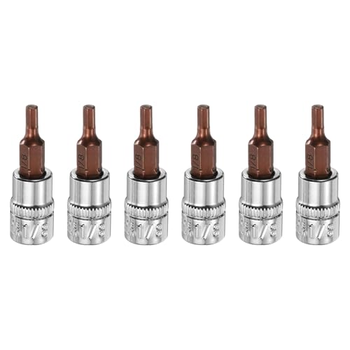 Innensechskant-Bohrer-Kit, Sechskant-Schaft, Schli 6pcs Hex Bit Socket Set - 1/4" Square Drive SAE Extension Impact Nut Driver Bits - Durable S2 & CR-V Steel for Ratchet Wrench(1/8") von YUEKOPOU