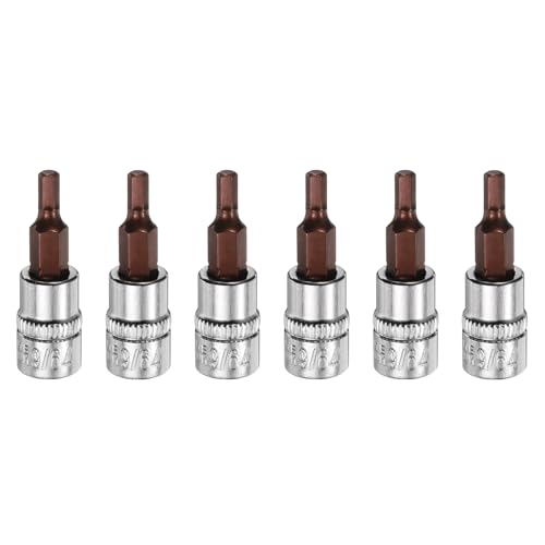 Innensechskant-Bohrer-Kit, Sechskant-Schaft, Schli 6pcs Hex Bit Socket Set - 1/4" Square Drive SAE Extension Impact Nut Driver Bits - Durable S2 & CR-V Steel for Ratchet Wrench(9/64") von YUEKOPOU
