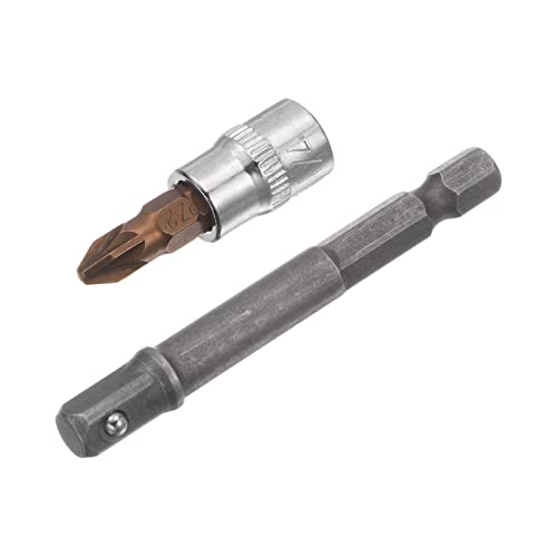 Innensechskant-Bohrer-Kit, Sechskant-Schaft, Schli Bit Socket - 1/4" Square Drive CR-V Socket with S2 Steel Bits and Hex Shank Power Drill Adapter(PZ2) von YUEKOPOU