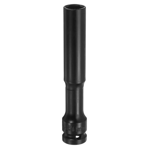 Innensechskant-Bohrer-Kit, Sechskant-Schaft, Schli Deep Thin Wall Impact Socket - 1/2" Square Drive, 6 Point, Extra Long CR-V Steel for Spindle Axle Nut, Industrial Grade, Black(14mm) von YUEKOPOU
