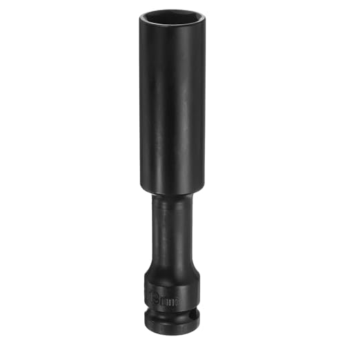 Innensechskant-Bohrer-Kit, Sechskant-Schaft, Schli Deep Thin Wall Impact Socket - 1/2" Square Drive, 6 Point, Extra Long CR-V Steel for Spindle Axle Nut, Industrial Grade, Black(19mm) von YUEKOPOU