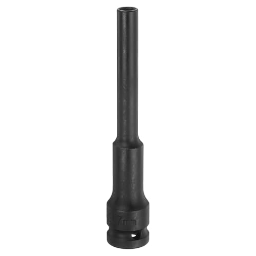 Innensechskant-Bohrer-Kit, Sechskant-Schaft, Schli Deep Thin Wall Impact Socket - 1/2" Square Drive, 6 Point, Extra Long CR-V Steel for Spindle Axle Nut, Industrial Grade, Black(7mm) von YUEKOPOU