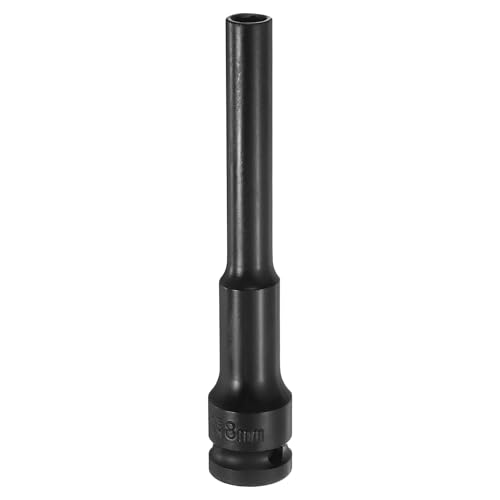 Innensechskant-Bohrer-Kit, Sechskant-Schaft, Schli Deep Thin Wall Impact Socket - 1/2" Square Drive, 6 Point, Extra Long CR-V Steel for Spindle Axle Nut, Industrial Grade, Black(8mm) von YUEKOPOU