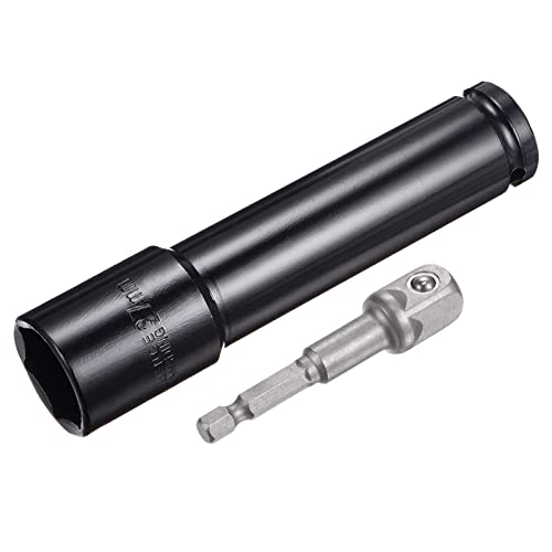 Innensechskant-Bohrer-Kit, Sechskant-Schaft, Schli Drive Socket Accessory Set Deep 6-Point Impact Socket with 6" Length and 1/4" Hex Shank Adapter(27mm) von YUEKOPOU