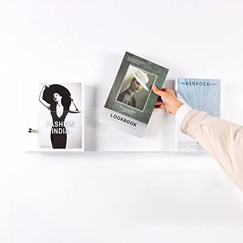 YUEKOPOU Clear Acrylic Floating Shelves - Wall Mounted Magazine Rack for Living Room Office,(60cm(23 5/8")) von YUEKOPOU