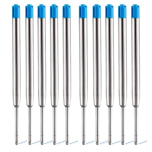 YUEMING 20er Set Großraumminen für Kugelschreiberminen, Austauschbare Kugelschreiber Minen, Großraumminen Metall Ersatzminen für das G2-Format, Ersatzminen Minen 1,0mm Strichstärke, Blau von YUEMING