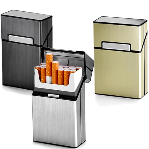 YUEMING 3 Stück Zigarettenboxen, Zigarettenschachtel Metall mit Magnetverschluss, Damen Herren Zigarettenetui aus Alu für 20er Standard Schachteln von YUEMING