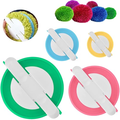 YUEMING 4 Stück Pompom Maker, 4 Größen Bommel Maker zum Basteln Fluff Ball Weaver Kit Bommelmacher Bommelschablone Fluff Kugel DIY Nadel Handwerk Toolkit (3.8/4.8/6.8/8.8 cm) von YUEMING