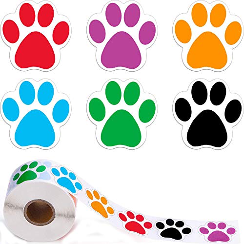 YUEMING Eine Rolle von 500 Stücke Hunde Pfoten Druck Aufkleber Pfotenabdruck Bärentatze Etiketten Aufkleber, Tiermodellierung Wandtattoo Kinderspielzeug Aufkleber von YUEMING