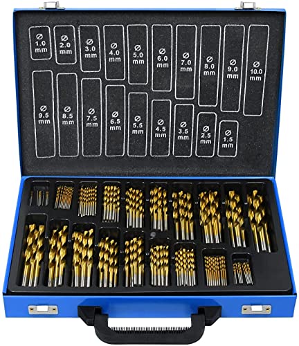 YUENFONG Metallbohrer Set 170-teilig Bohrersets Metallbohrersortimentsets 1-10 mm, HSS Spiralbohrer DIN 338 Spitzenwinkel DIN 338 Profi-Steinbohrersatz für Metalle, Stahl, Stahlguss, Kunstoff, Holz YUENFONG Metallbohrer Set 170-teilig Bohrersets Metallbohrersortimentsets 1-10 mm, HSS Spiralbohrer DIN 338 Spitzenwinkel DIN 338 Profi-Steinbohrersatz für Metalle, Stahl, Stahlguss, Kunstoff, Holz von YUENFONG