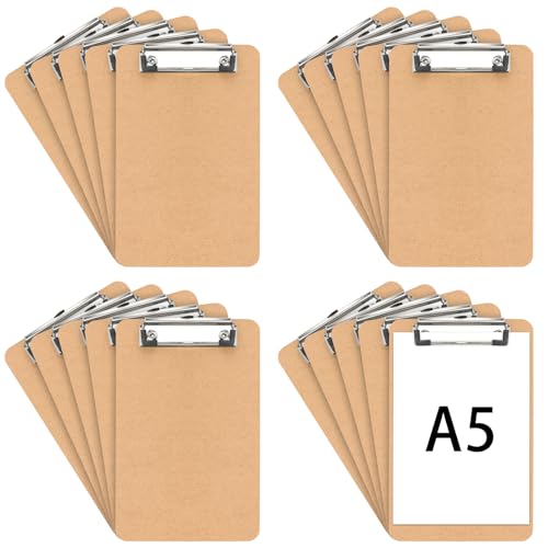 YUENPUN Klemmbrett aus Holz, A5, 225 x 148 x 2,7 mm, Hartfaser-Klemmbretter, Holz-Klemmbrett mit Loch zum Aufhängen und Metallclip für Restaurants, Speisekarten, Bürobedarf, Braun, 20 Stück YUENPUN Klemmbrett aus Holz, A5, 225 x 148 x 2,7 mm, Hartfaser-Klemmbretter, Holz-Klemmbrett mit Loch zum Aufhängen und Metallclip für Restaurants, Speisekarten, Bürobedarf, Braun, 20 Stück von YUENPUN