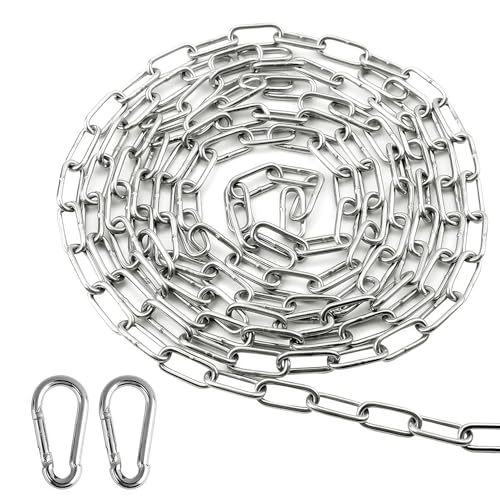 Verlängerungskette für Hängesessel 1.5m Kette Edelstahl Stahlkette 3mm Kettenglieder Edelstahl Ketten Mit 2 Karabiner Stahlkette Gliederkette Rundstahlkette für Aufhängen Ankerkette Haengematte Verlängerungskette für Hängesessel 1.5m Kette Edelstahl Stahlkette 3mm Kettenglieder Edelstahl Ketten Mit 2 Karabiner Stahlkette Gliederkette Rundstahlkette für Aufhängen Ankerkette Haengematte von YUESIKJ