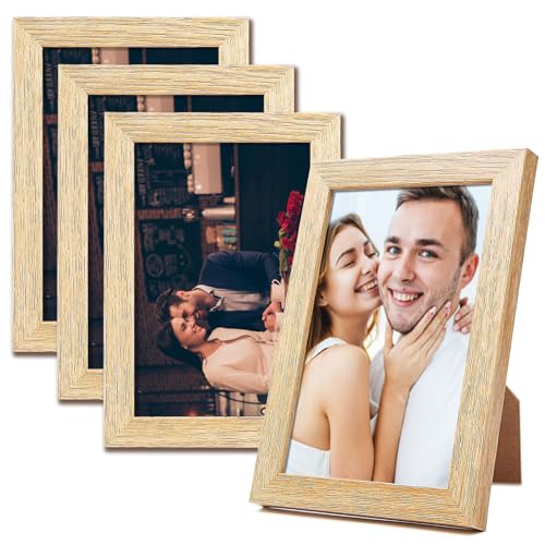 YUESIKJ 4 Stück Kleine Bilderrahmen, MDF Rahmen10x15 cm, Holz Fotorahmen mit Acrylglas, Horizontal oder Vertikal für Wandbehänge oder Tischdekoration, Eichenoptik YUESIKJ 4 Stück Kleine Bilderrahmen, MDF Rahmen10x15 cm, Holz Fotorahmen mit Acrylglas, Horizontal oder Vertikal für Wandbehänge oder Tischdekoration, Eichenoptik von YUESIKJ