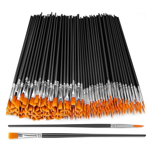 YUESIKJ 60 Stück Pinsel Set, 30 Flache Pinsel und 30 Stück Runde Kleine für Kunstmalerei und Details von YUESIKJ