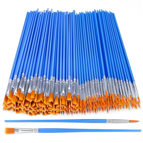 YUESIKJ 60 Stück Pinsel Set, 30 Flache Pinsel und 30 Stück Runde Kleine für Kunstmalerei und Details von YUESIKJ