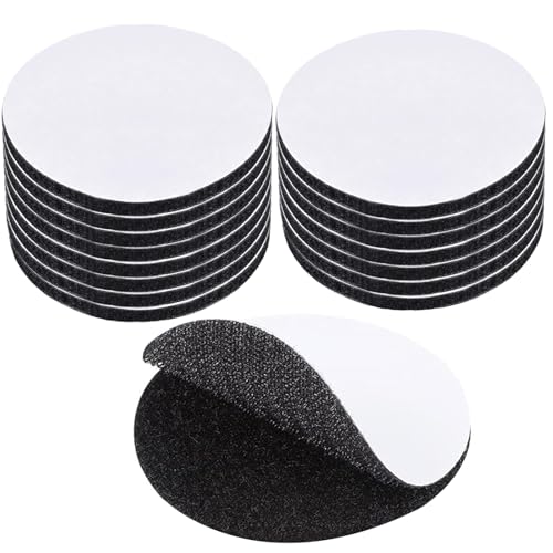 YUEVER Rund Klettband Selbstklebend Extra Stark 16 Stück, 5 x 5cm Klettverschluss Selbstklebend, Doppelseitiges Klettband für DIY Glatte Oberflächen, Wände, Metall, Fliesen, Kunststoffe, Glas von YUEVER