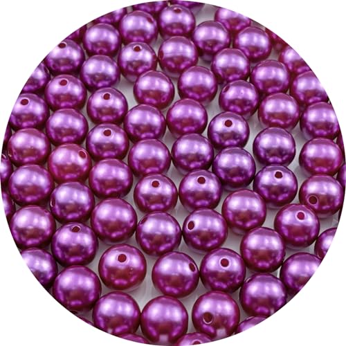 YUEXIGO 100 Stück Perlen zum Basteln, 12 mm, Harzperlen für Schmuckherstellung, runde Perlen, Perlen mit Loch zum Nähen, Basteln, Dekoration, Halsketten, Armbänder, Ohrringe (Dunkelviolett) von YUEXIGO
