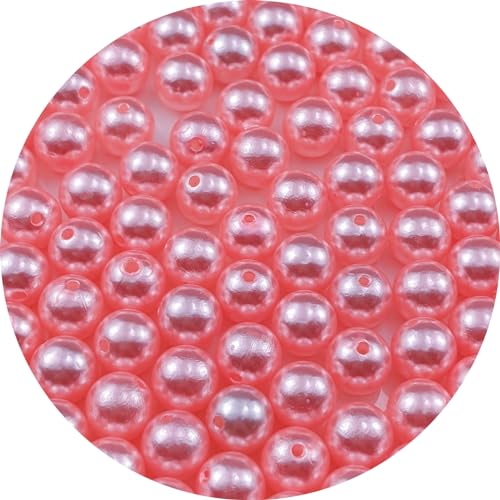 YUEXIGO 100 Stück Perlen zum Basteln, 12 mm, Harzperlen für Schmuckherstellung, runde Perlen, Perlen mit Loch zum Nähen, Basteln, Dekoration, Halsketten, Armbänder, Ohrringe (Hellrosa) von YUEXIGO