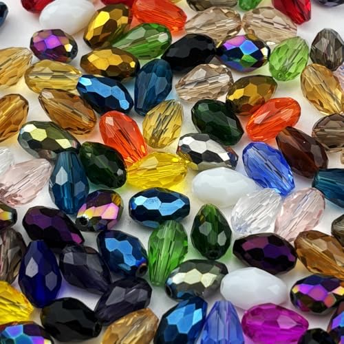 YUEXIGO Kristallglasperlen in Tropfenform für Schmuckherstellung, facettierte, vertikale Loch, Tropfenform, Glasperlen für Windspiele, Armbänder, Ohrringe, Halsketten, DIY Handwerk (verschiedene YUEXIGO Kristallglasperlen in Tropfenform für Schmuckherstellung, facettierte, vertikale Loch, Tropfenform, Glasperlen für Windspiele, Armbänder, Ohrringe, Halsketten, DIY Handwerk (verschiedene von YUEXIGO