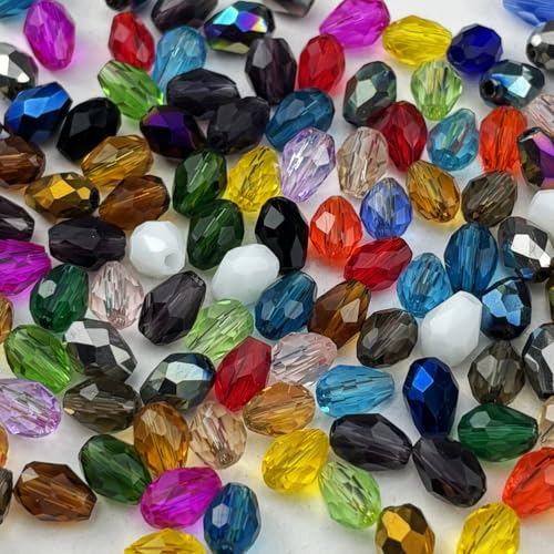 YUEXIGO Kristallglasperlen in Tropfenform für Schmuckherstellung, facettierte, vertikale Löcher, Tropfenform, Glasperlen für Windspiele, Armbänder, Ohrringe, Halsketten, DIY Handwerk (verschiedene YUEXIGO Kristallglasperlen in Tropfenform für Schmuckherstellung, facettierte, vertikale Löcher, Tropfenform, Glasperlen für Windspiele, Armbänder, Ohrringe, Halsketten, DIY Handwerk (verschiedene von YUEXIGO