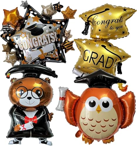2025 Deko Abschlussfeier Luftballons, 4pcs Folienballon Abitur, Abschlussfeier Party Dekorations, Graduation Deko Luftballons, Bachelor Deko Luftballons, Abschluss Dekorationen von YUEXNKO
