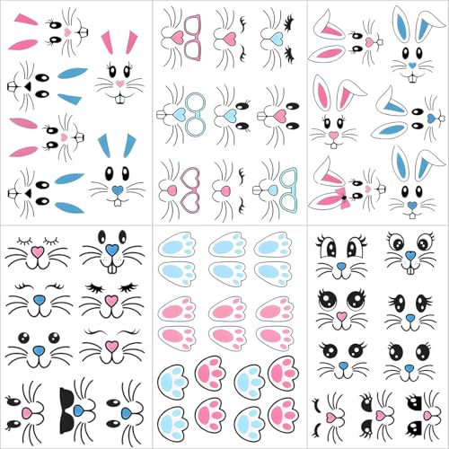 Aufkleber Ostern Deko, Ostereier Aufkleber, Osterhasengesicht Vinyl-Aufkleber, Kinder Osteraufkleber, Osterdeko Aufkleber, Ostereier Aufkleber, Aufkleber Ostern, Oster Sticker Set von YUEXNKO